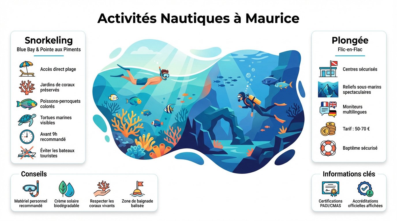 Activités nautiques à l'île Maurice dans le lagon de Blue Bay
