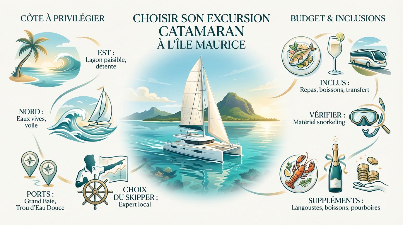 Excursion en catamaran à l’île Maurice dans un lagon turquoise