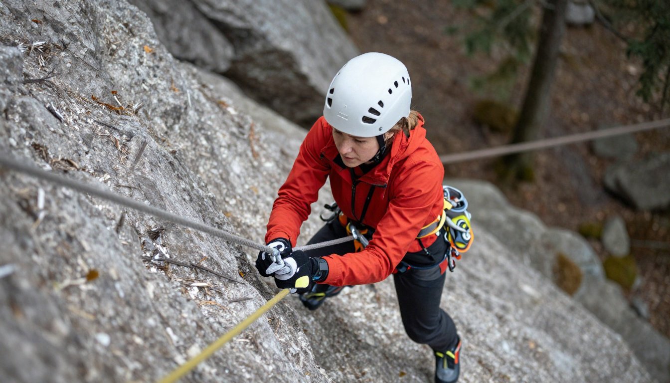 Détail du sentier entre forêt calme et ascension technique