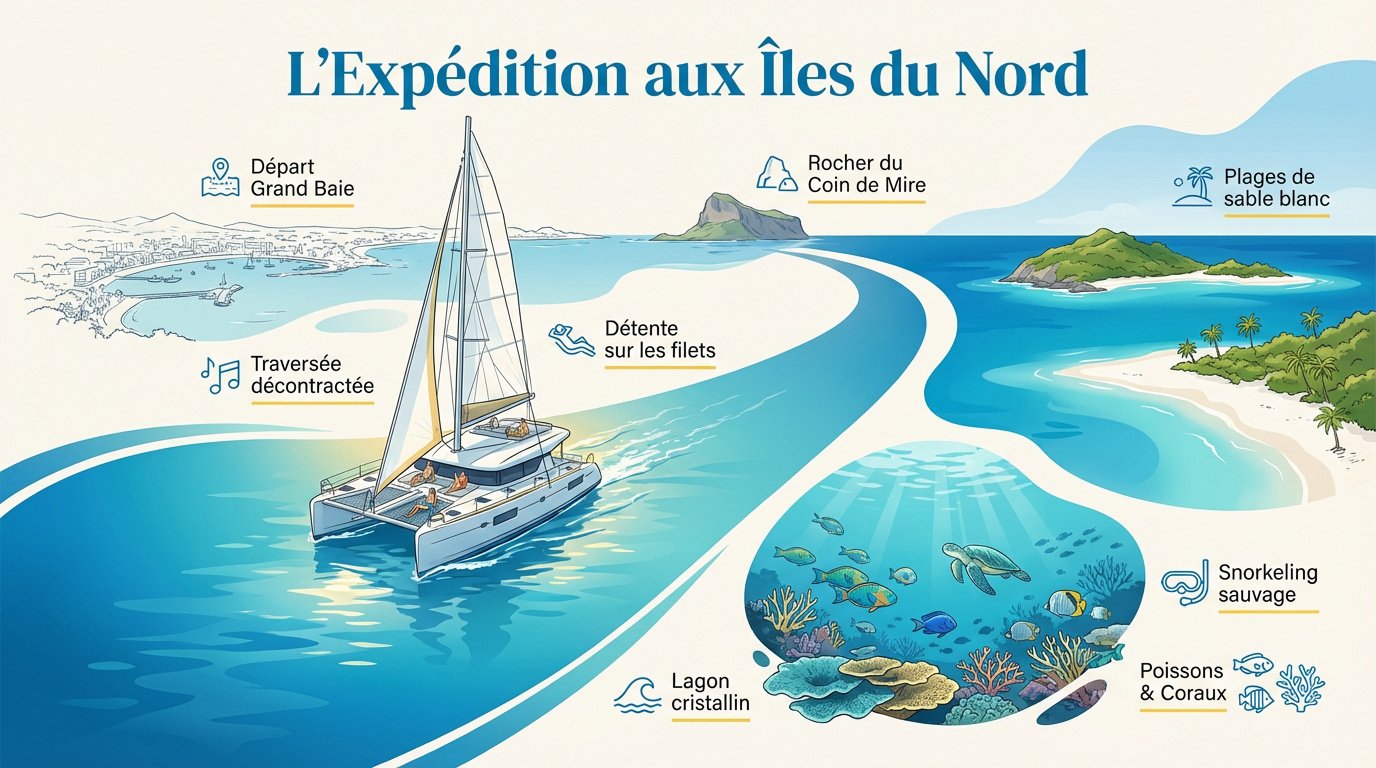 Sortie en bateau à l’île Maurice vers l'île Plate