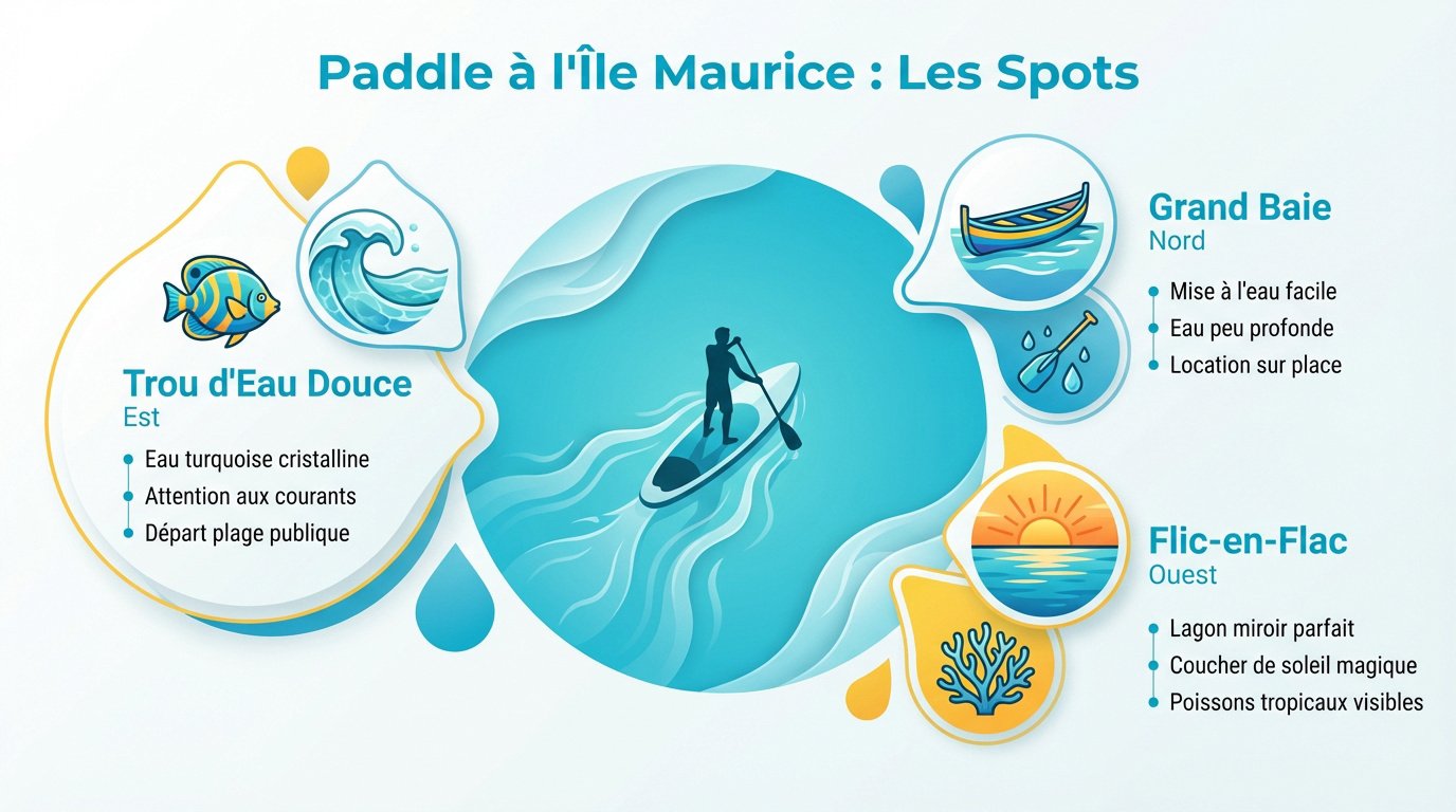 Session de stand up paddle dans le lagon turquoise de l'île Maurice